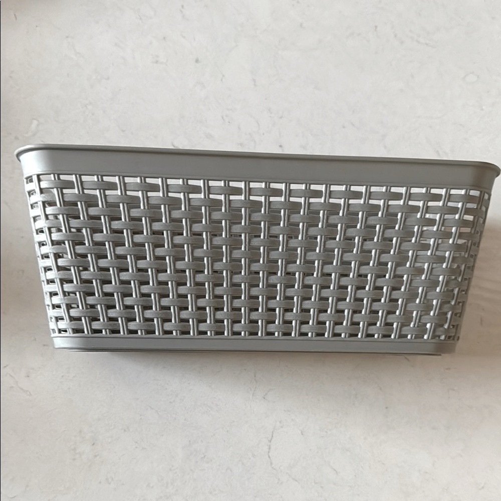 Silver Woven Storage Basket - Picture 2 of 10